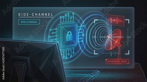 Computer monitor side-channel shield signal network infrastructure