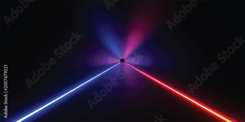 Slika na platnu Rainbow Light Abstract Night Background with Energy Rays