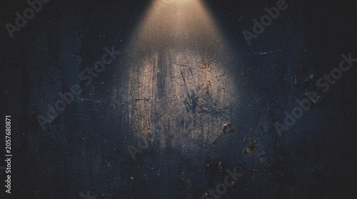 Schilderij op canvas Mystical Spotlight on Dark Forest Trees.