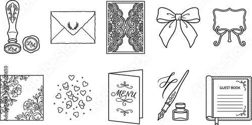 Cuadro en lienzo Luxury stationery wedding paper craft graphics assortment including wax seal sta