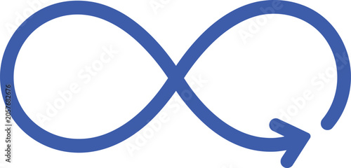 Billede på lærred Blue infinity symbol with arrow continuous loop concept