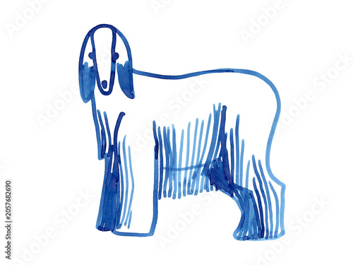 Hand drawn dogs illustration. Doodle hand drawn brush line dog illustration. Use as print, poster, element design, label. clothes print. Modern illustration.