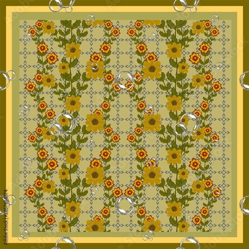 Yellow Wildflower Lattice Pattern 
