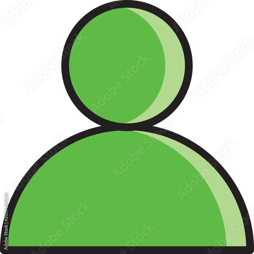Vibrant green user profile icon simple rounded silhouette smooth glossy finish generic person symbol.
