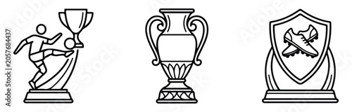 Clean icon pack of trophy and award symbols on white background