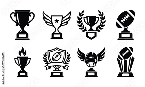 Clean icon pack of awards and trophies on white background