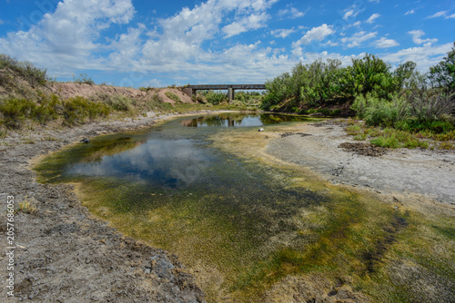 Bridge on Salado River or Chadileuvu River, La Reforma city, La Pampa Province, Argentina