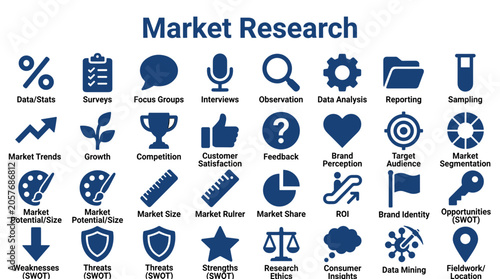 фотографія Market Research Icons and Symbols Visualizing Business Strategy Data Analysis Cu