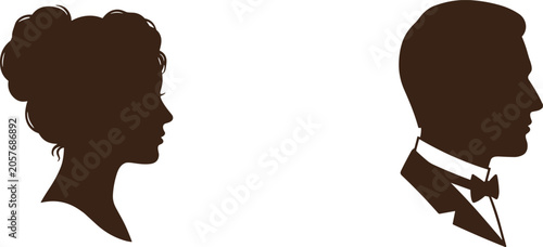 Photos Vintage Victorian cameo portrait silhouettes featuring side profile of a elegant