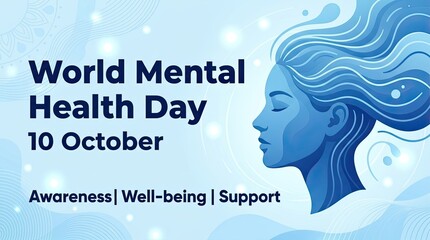 World mental health day illustration awareness wellbeing and support for october 10th