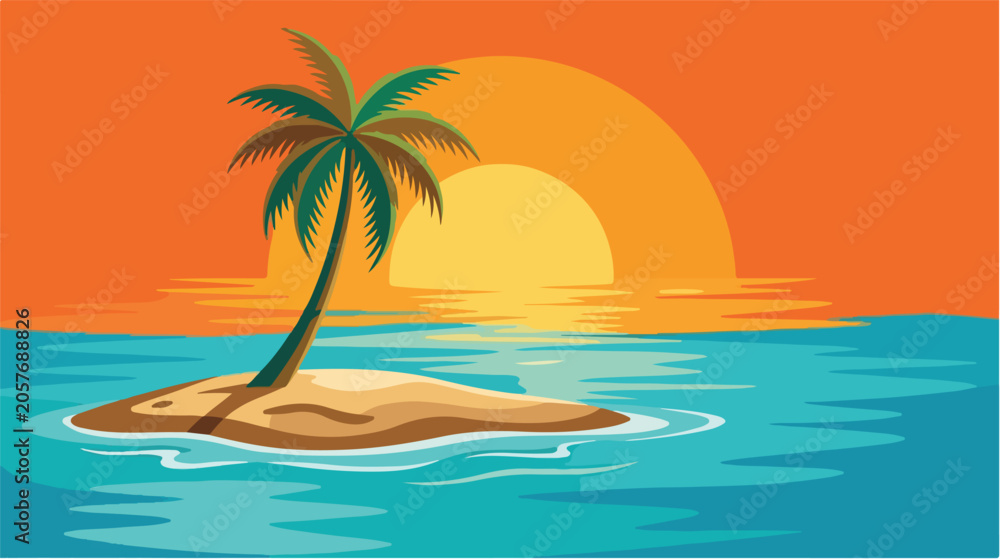 Obraz premium Summer Beach Palm Tree Vector T Shirt Design Tropical Artwork