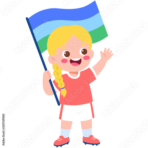Child Waving Flag at Sports Event Illustration