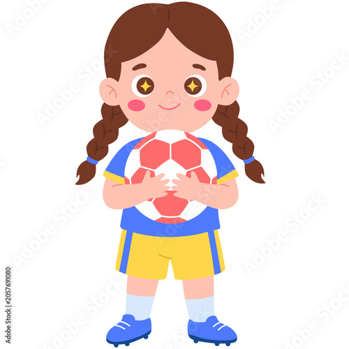 Girl Holds Soccer Ball Ready for Play