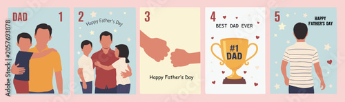 Fotografie Father's Day Celebration Cards With Illustrations