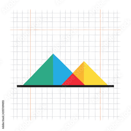 Overlapping geometric triangles in flat colors
