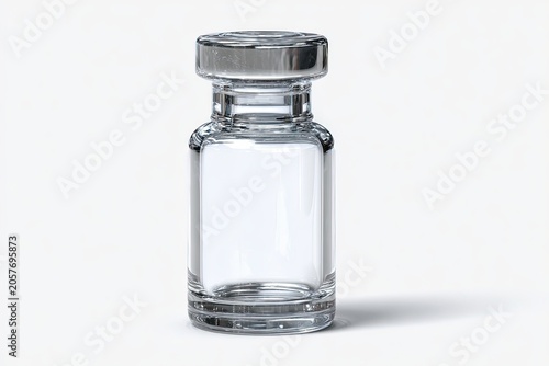 A sterile glass vial with a metallic cap, ready for medical use, stands as a symbol of health and scientific advancement.