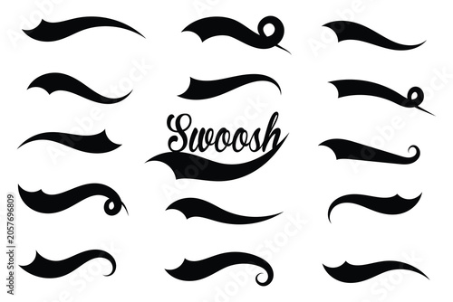Fényképezés Swoosh tails silhouette icon set