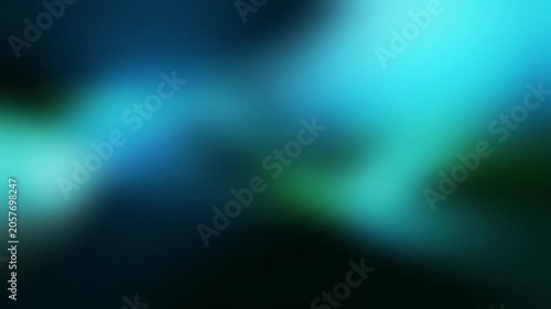 A mesmerizing abstract animation, full-frame, featuring deep teal, aqua blue, and emerald green gradients subtly pulsating in slow motion with beautiful bokeh and volumetric lighting from a slow