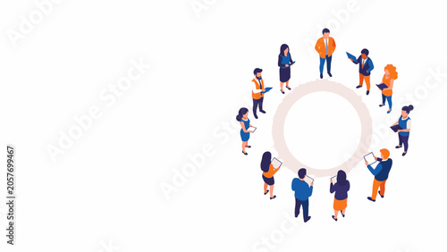 People standing in a circle teamwork collaboration concept