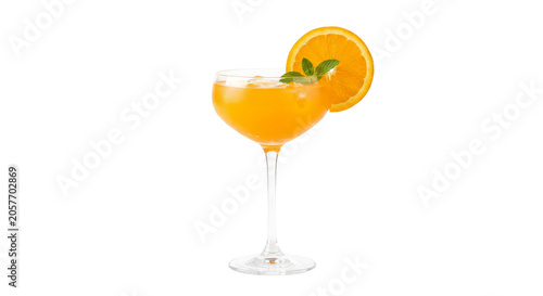 Tablou pe pânză Refreshing orange cocktail with mint and citrus garnish in elegant glass