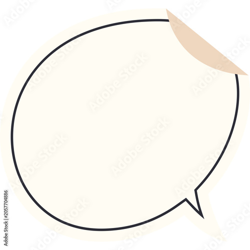 Peeled round speech bubble sticker