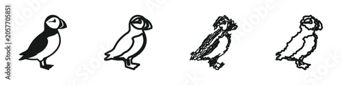 Konstfotografi Collection of four puffin illustrations in different artistic styles