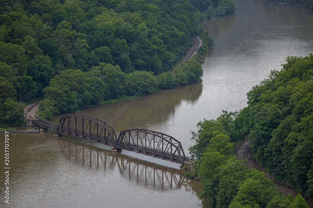 Fototapeta premium Scenic views of the New River Gorge from Hawksnest