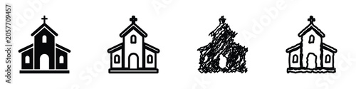 Quadro su tela Collection of church icons with different artistic styles and representations