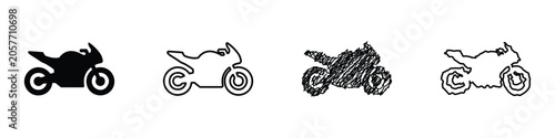 Fotografía Collection of motorcycle icons in different styles and outlines