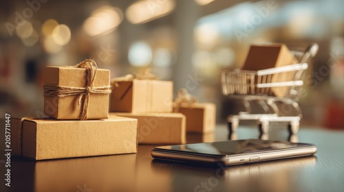 Business ecommerce or online shopping concepts with smartphone