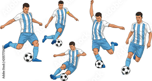 Obraz na plátně Argentina soccer player action vector element set featuring male football athlet