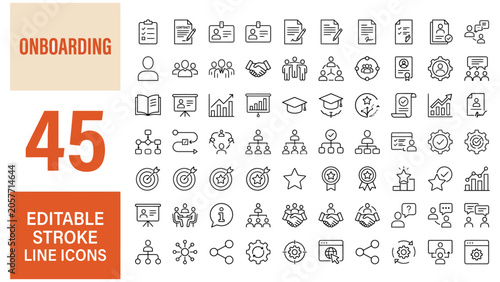 Obraz na płótnie Onboarding icon set. Editable line icons. Vector illustration.