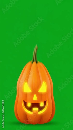 Funny Cartoon Pumpkin Pop Up Animation on Green Screen Halloween Overlay