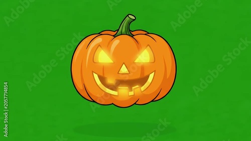 Cute Jack O Lantern Motion Graphic Isolated on Chroma Key Background