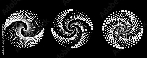 Set of Spirograph abstract element on a black background.	Eps10