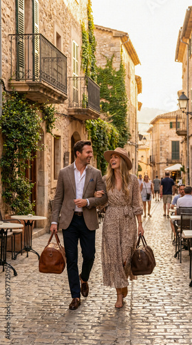 Pareja explorando una ciudad histórica europea durante unas vacaciones urbanas llenas de encanto.
