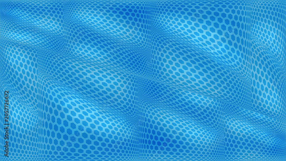 Naklejka premium Abstract blue geometric background with 3D hexagonal pattern waves, tech digital texture illustration.