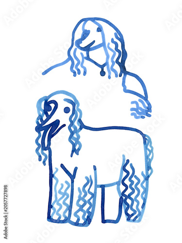 Hand drawn dogs illustration. Doodle hand drawn brush line dog illustration. Use as print, poster, element design, label. clothes print. Modern illustration.