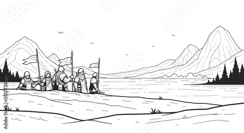 Canvastavla People standing on a field together.