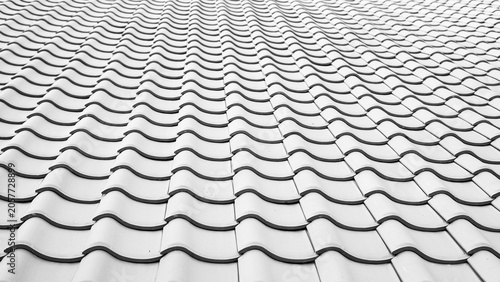 White wavy roof tiles pattern background abstract architecture design