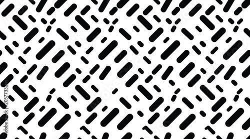 Photography Seamless pattern featuring repeating black rounded dash shapes arranged in a dia