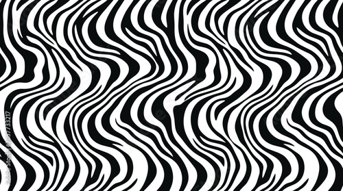 Bild auf Leinwand Seamless pattern featuring wavy black and white zebra stripes with vertical flow