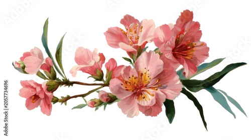 Delicate pink floral arrangement with detailed petals and green foliage