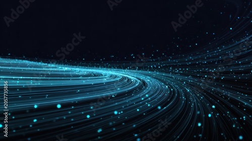 Abstract flowing blue lines on a dark background depicting speed and movement