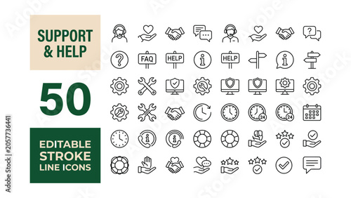 Tablou pe pânză Support and Help icon set