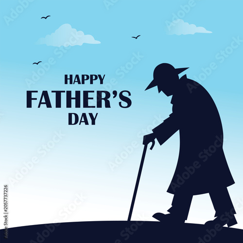 Silhouette of an elderly man walking for happy fathers day