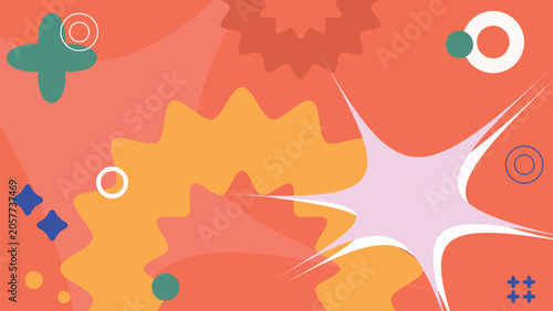 Bild auf Leinwand Background Colorful abstract geometric shapes on a orange
