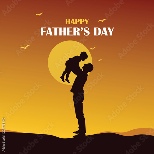 Father and child silhouette for happy fathers day celebration