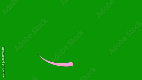 Animated pink drop of liquid moving. Fluid effect. Looped video. Vector illustration isolated on green background. 