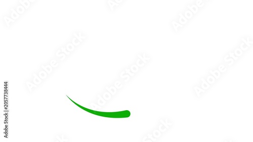 Animated green drop of liquid moving. Fluid effect. Looped video. Vector illustration isolated on white background. 